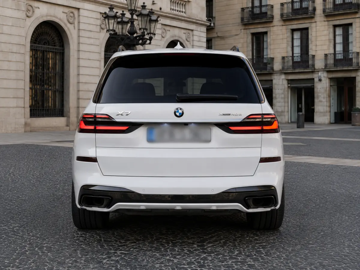 BMW X7 40d M 2024, rear view — Monaco Luxury Car Rental, Monaco. BMW X7 40d M in Monaco A BMW X7 40d M rental in Monaco provides a contemporary full-size…
