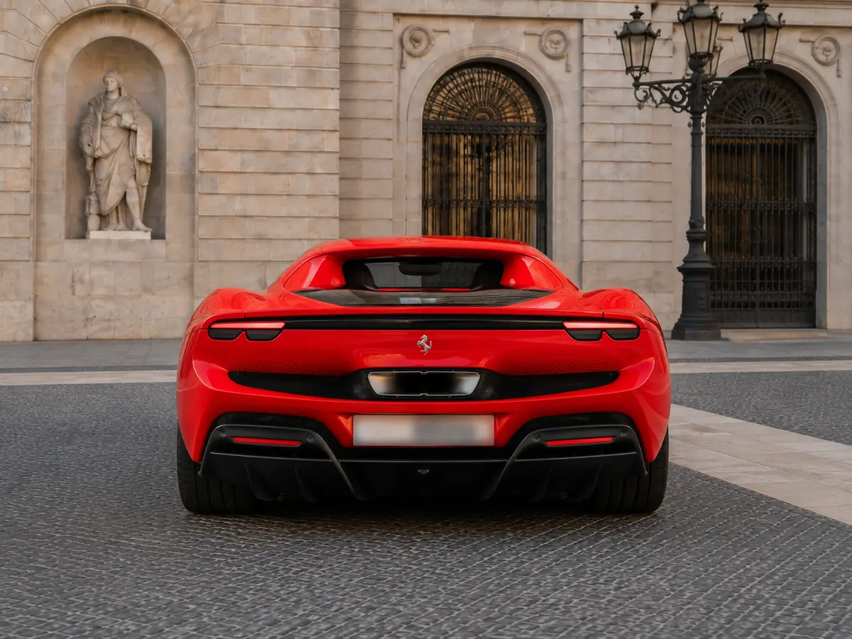 Ferrari 296 GTB 2023, vista frontal — Monaco Luxury Car Rental, Mónaco. Ferrari 296 GTB in Mónaco El alquiler del Ferrari 296 GTB en Mónaco incorpora un modelo…