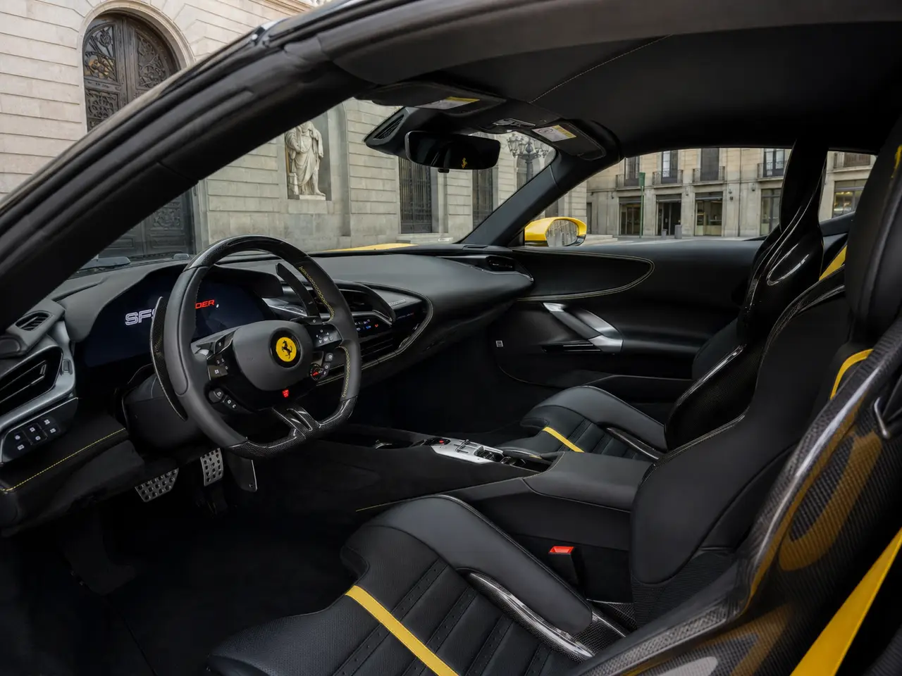 Ferrari SF90 Spider 2024, interior — Monaco Luxury Car Rental, Monaco. Ferrari SF90 Spider in Monaco A Ferrari SF90 Spider rental in Monaco introduces a…