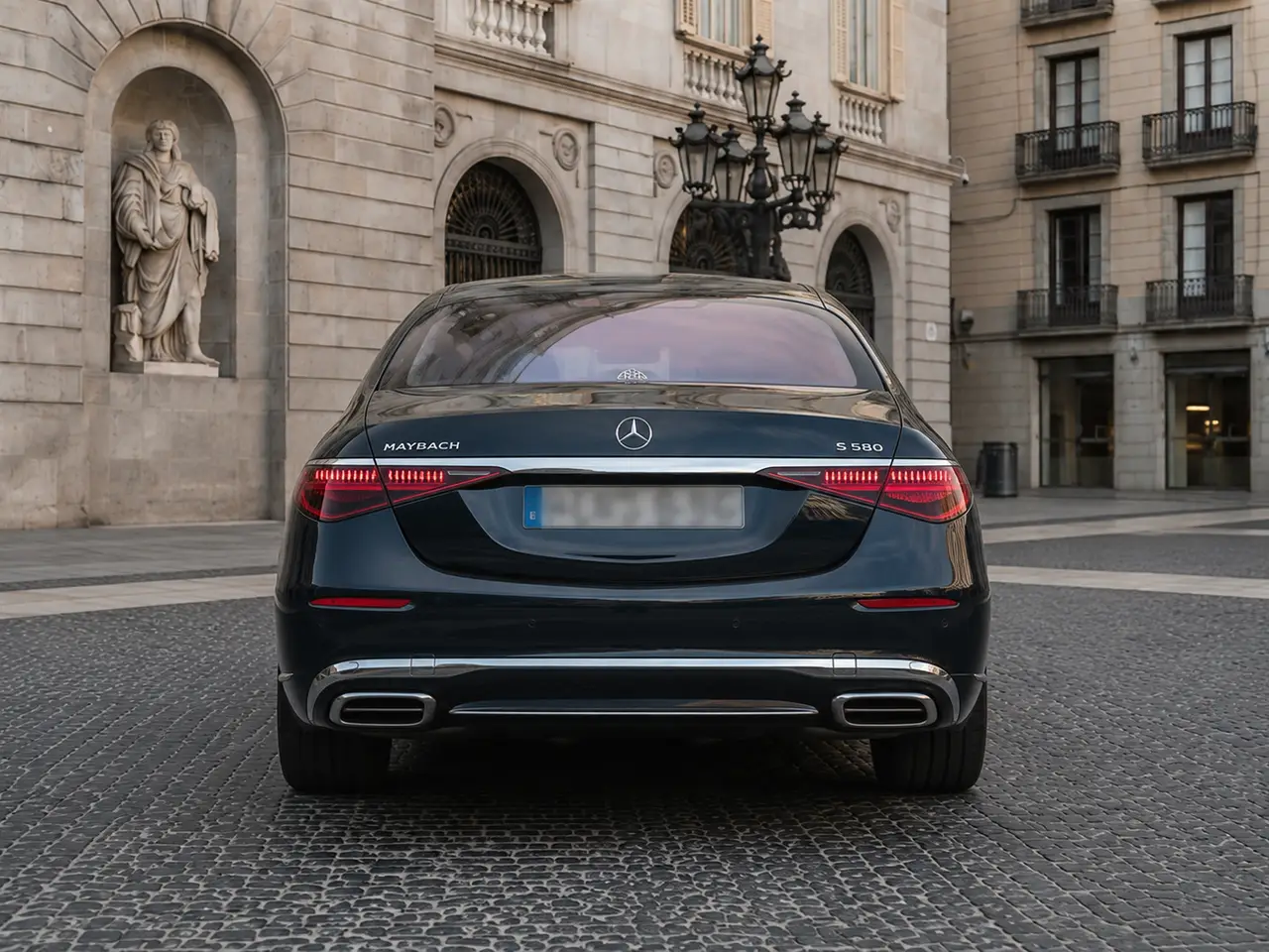 Maybach S580 2023, rear view — Monaco Luxury Car Rental, Monaco. Maybach S580 in Monaco A Maybach S580 rental in Monaco offers an executive luxury saloon…