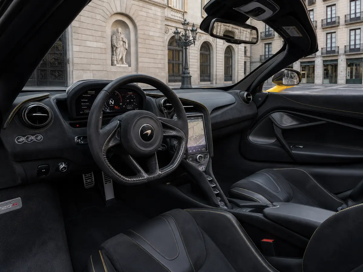 McLaren 720S Spider 2022, interior — Monaco Luxury Car Rental, Monaco. McLaren 720S Spider in Monaco A McLaren 720S Spider rental in Monaco introduces a…